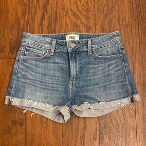 PAIGE Women's Distressed Blue Denim Shorts